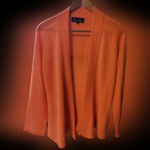 CLAUDIA NICHOLE womens orange 100% cashmere drape cardigan, Size M